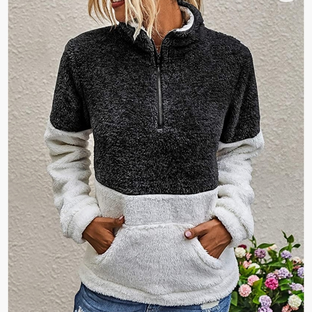 🔥 Women Sherpa Pullover Quarter Zip Long Sleeve